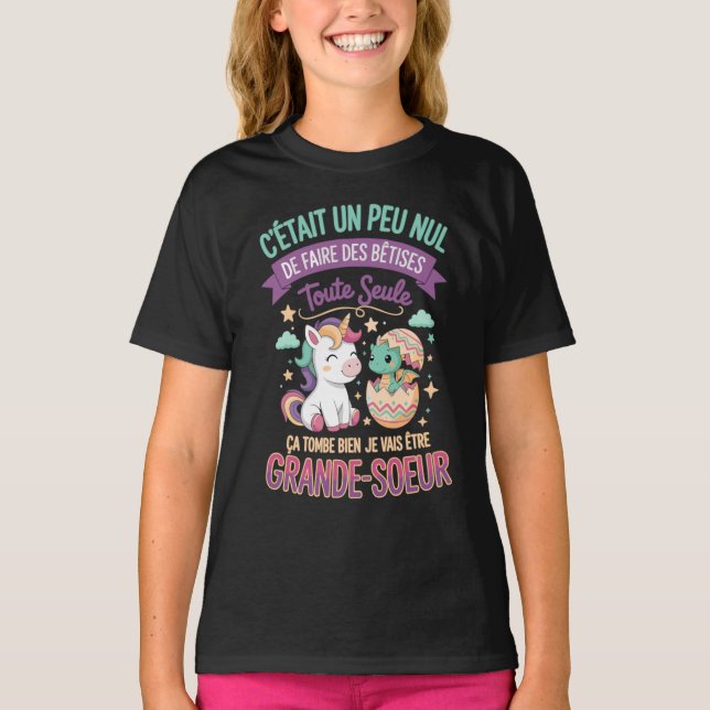 T-shirt Future Grande Soeur Bêtises Idée Cadeau Annonce  (Devant)