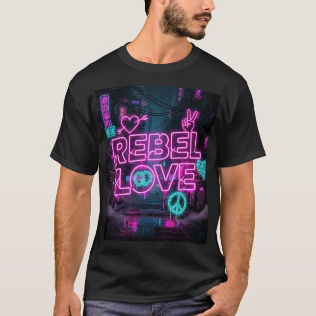 T-shirt Future Love Riot – Art de rue de la romance néon (Devant)