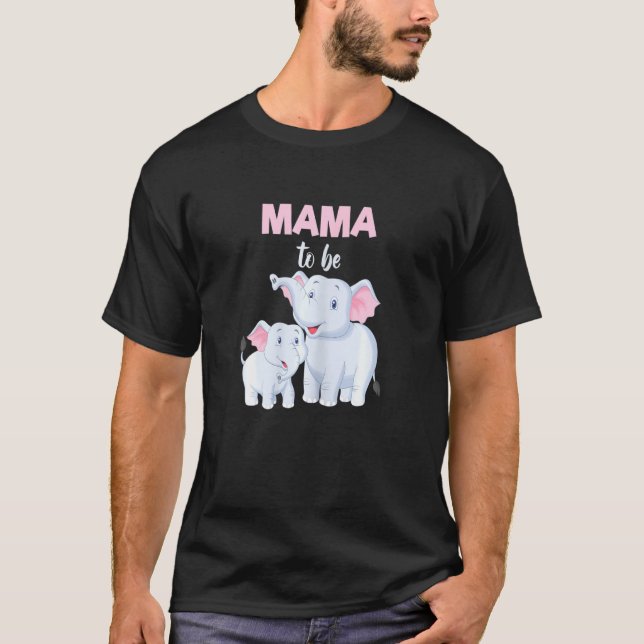T-shirt Future Maman Elephant Mama Baby shower Girl (Devant)