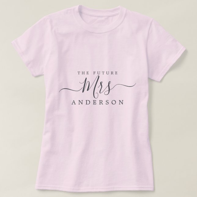 T-shirt Future Mrs Chic Script Nom personnalisé Future mar (Design devant)