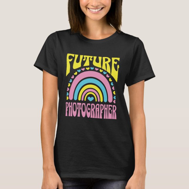 T-shirt Future Photographer Bright Retro Rainbow Photograp (Devant)