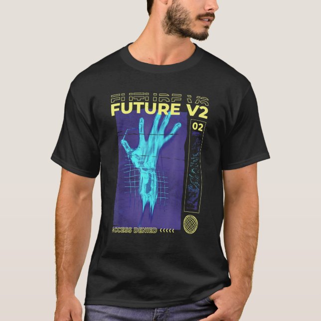 T-shirt Futurisme à main fondue Réalité virtuelle KI IA (Devant)