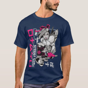 T-shirt Futurisme Samurai Girls Anime Art Glitch 