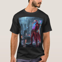 T-shirt futuriste AI Père Noël Nouvel An 2026