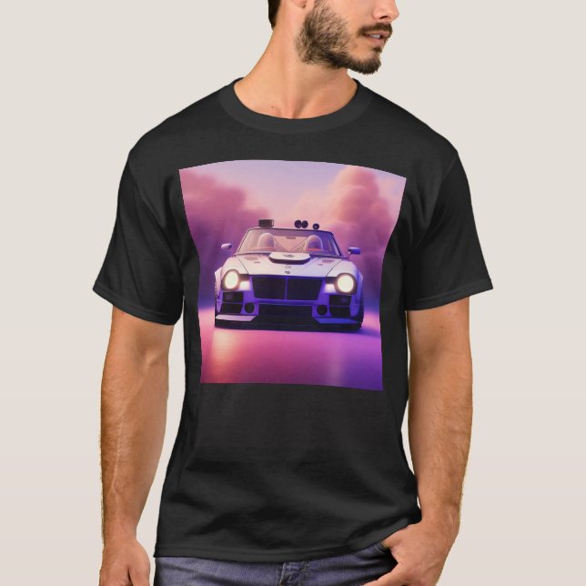 T-shirt Futuristic Classic Sports Car Cyberpunk Cool Race  (Devant)
