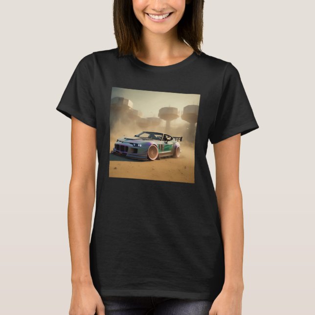 T-shirt Futuristic Classic Sports Car Race Racing Alien Pl (Devant)