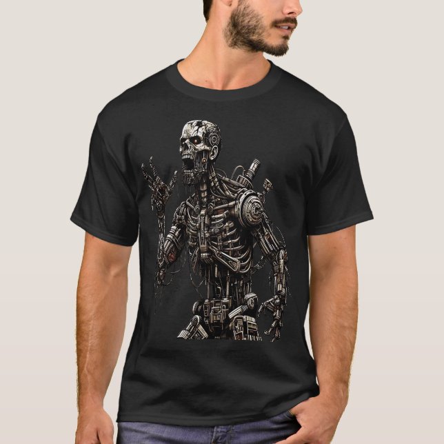 T-shirt Futuristic Cyborg in Detail (Devant)