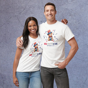 T-shirt Futurs parents personnalisés rouge, blanc et date