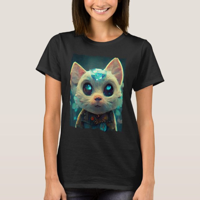 T-shirt Fuuny Crystal Stone Cat (Devant)