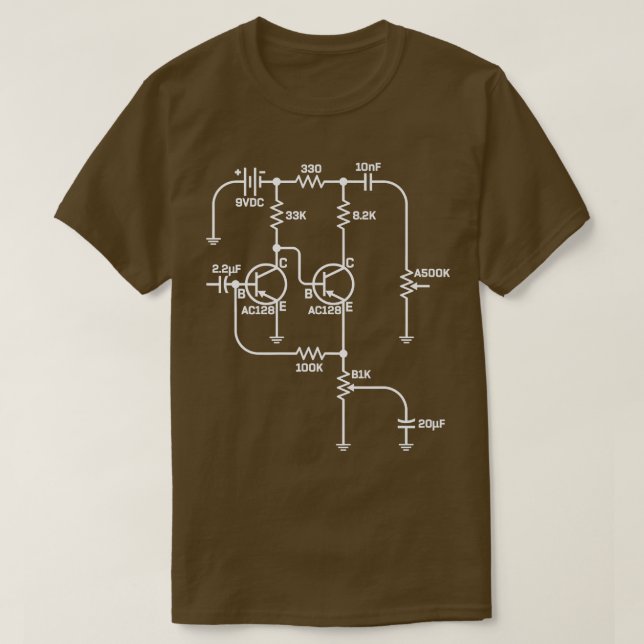 T-shirt Fuzz Pedal Schéma Circuit Musicien Fil À Main Gi (Design devant)