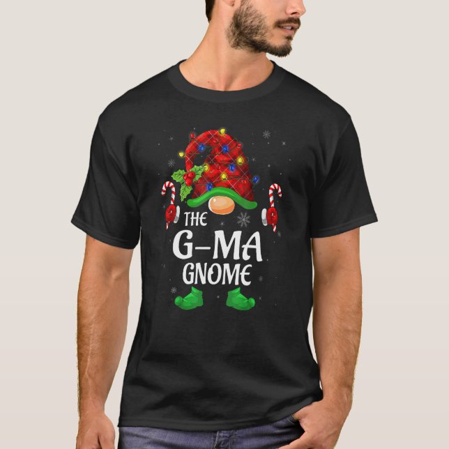 T-shirt G Ma Gnome Buffalo Red Plaid Famille Correspondant (Devant)