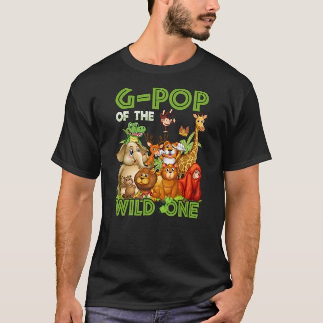 T-shirt G-Pop Of The Wild One Birthday Animal Safari Jungl (Devant)