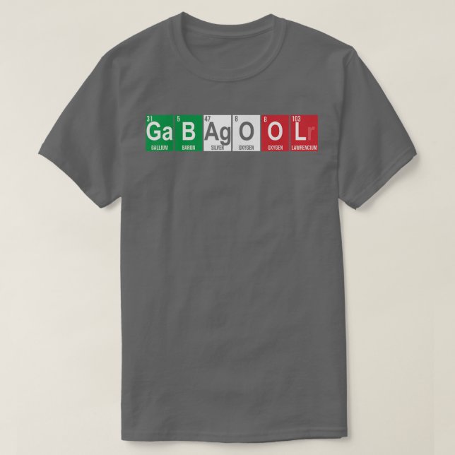 T-shirt Gabagool Table périodique Science Italien Capicola (Design devant)