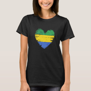 T-shirt Gabon Coeur Gabonais Drapeau de la fierté gabonais