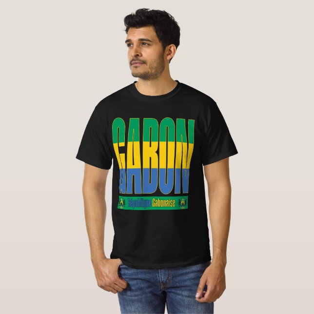 T-shirt Gabon - Conception de texte (Devant entier)