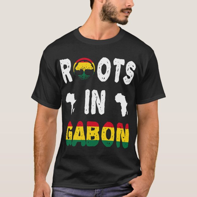 T-shirt Gabon Diaspora Africaine Ancêtre ADN Racines Afriq (Devant)