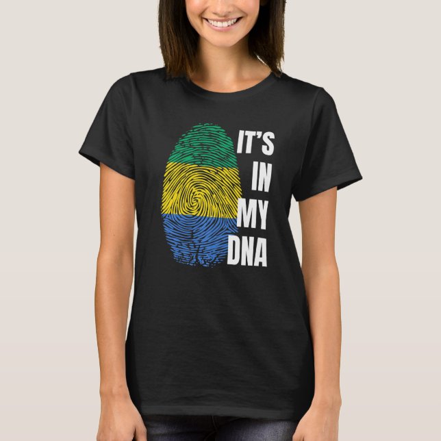 T-shirt Gabon Drapeau Adn empreintes digitales Noir Histoi (Devant)