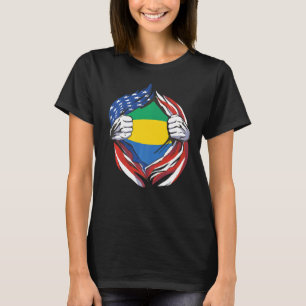 T-shirt Gabon Drapeau Américain Fier de Mon Patrimoine Gab