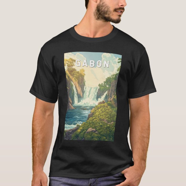 T-shirt Gabon Illustration Voyage Art Vintage (Devant)