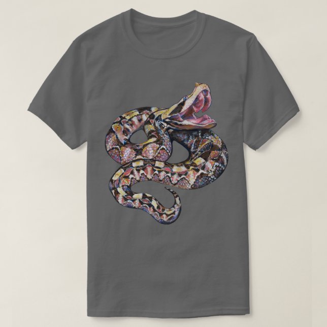 T-shirt Gaboon viper snake design on white  (Design devant)