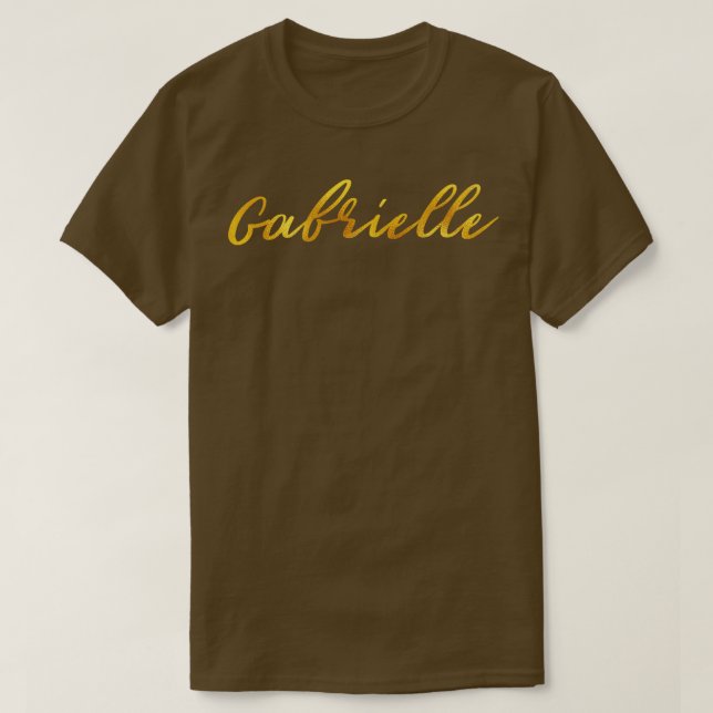 T-shirt Gabrielle Nom Lettres à la main dans Faux Gold Let (Design devant)