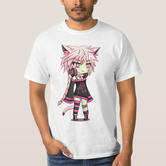 T-shirt Gacha Club Pink cheveux fema anime (Devant)