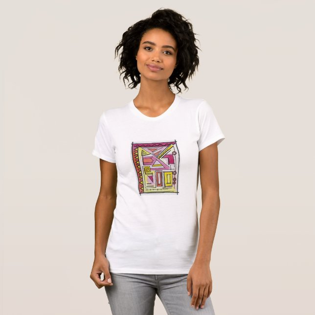T-shirt Gadgetry Six Whimsical Main Peint Art Abstrait (Devant entier)