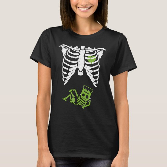 T-shirt Gag Thanksgiving Faire-part de grossesse Skeleton  (Devant)