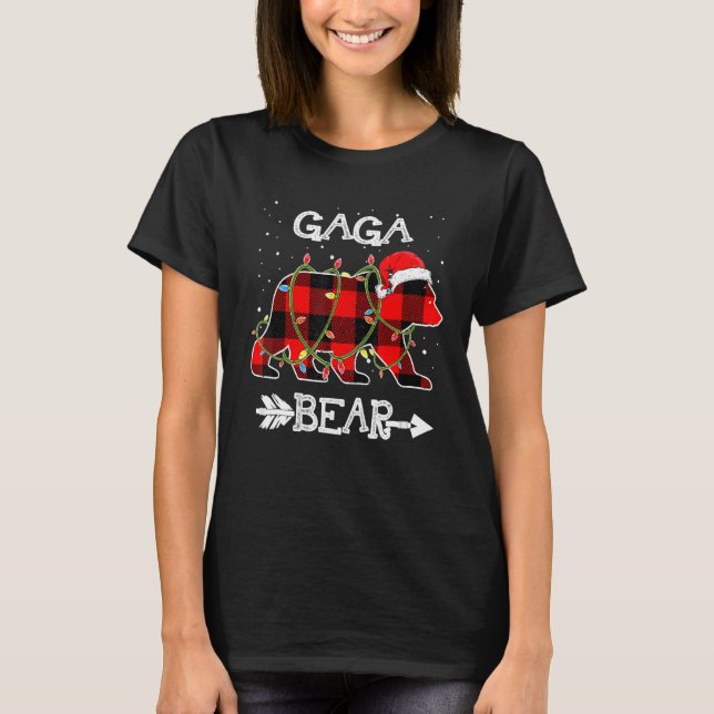 T-shirt Gaga Bear  Red Buffalo Plaid Mom Bear Pajama (Devant)