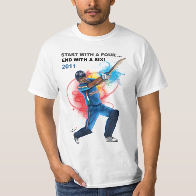 T-shirt Gagnez la tasse avec six - cricket (Devant)