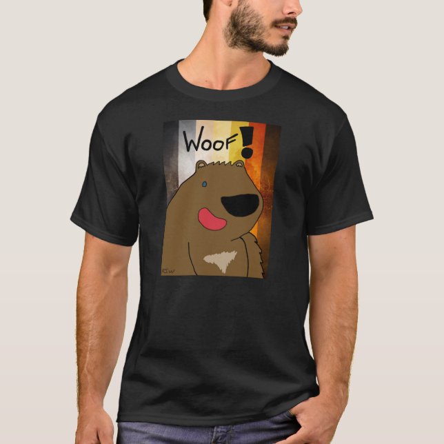 T-shirt gai de Woof d'ours de bande dessinée (Devant)