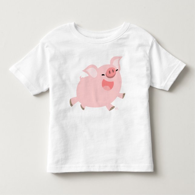 T-shirt gai d'enfants de porc de bande dessinée (Devant)