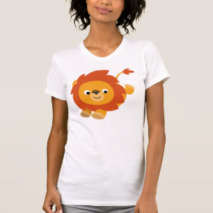 T-shirt gai mignon de femmes de lion de bande
