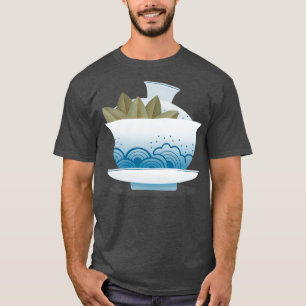 T-shirt Gaiwan avec feuilles de thé vert Un set traditionn
