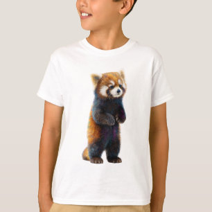 T-shirt Galaxie arc-en-ciel scintillant Panda rouge Enfant