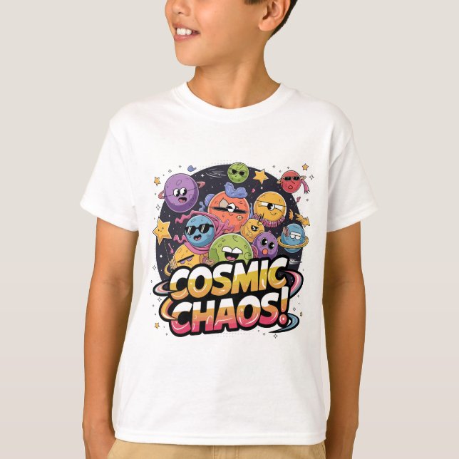 T-shirt Galaxie caricaturale chaotique avec caractère Whim (Devant)