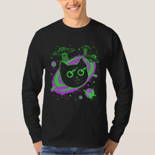 T-shirt Galaxie Chat UFO Chat Aux Yeux Laser Extraterrestr