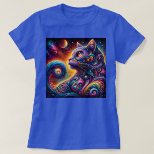 T-shirt Galaxie mystique spirale Chat arc-en-ciel