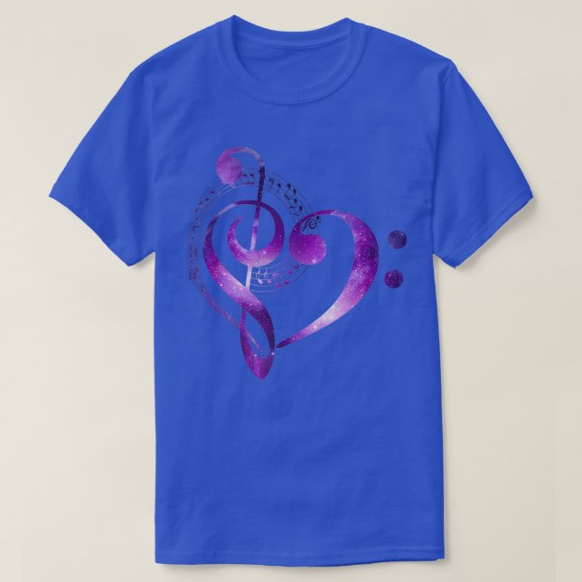T-shirt Galaxy Heart Music Treble Clef Bass Clef 2 (Design devant)