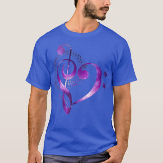 T-shirt Galaxy Heart Music Treble Clef Bass Clef 2