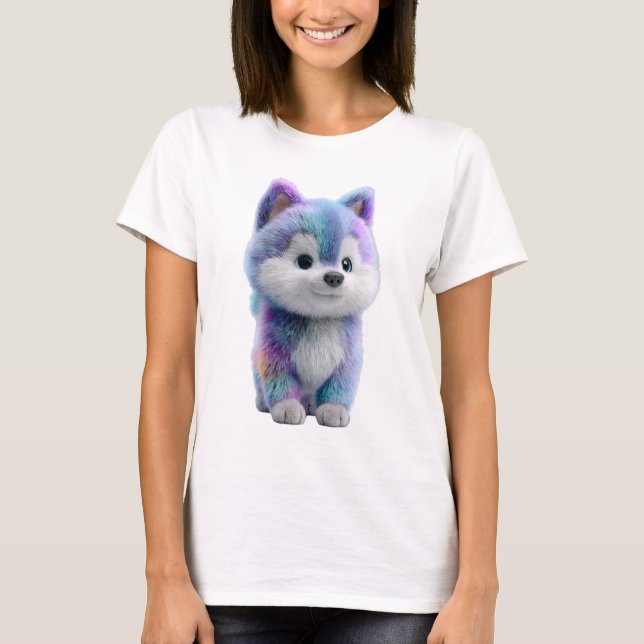T-shirt Galaxy Pastel Furry Wolf Pup Women (Devant)