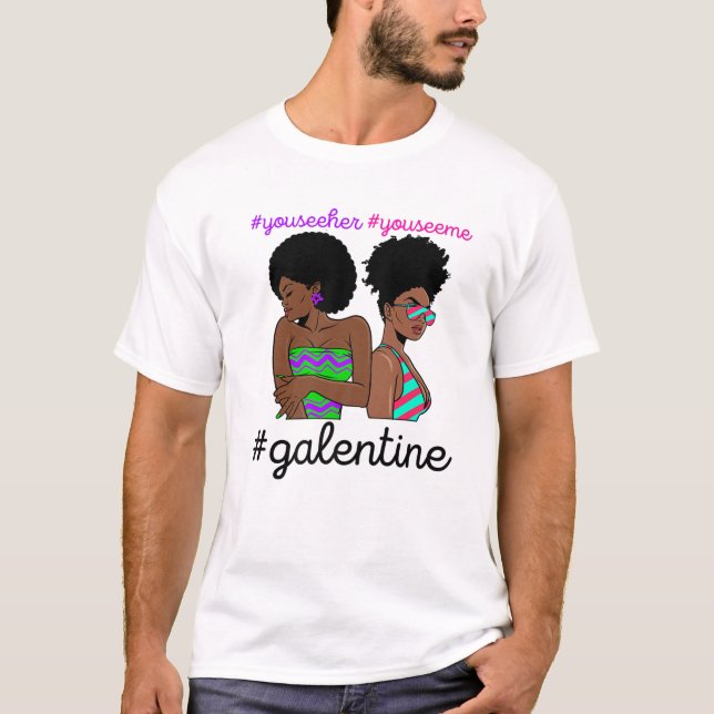 T-shirt Galentines Day Single Valentines Melanin Queen Bla (Devant)