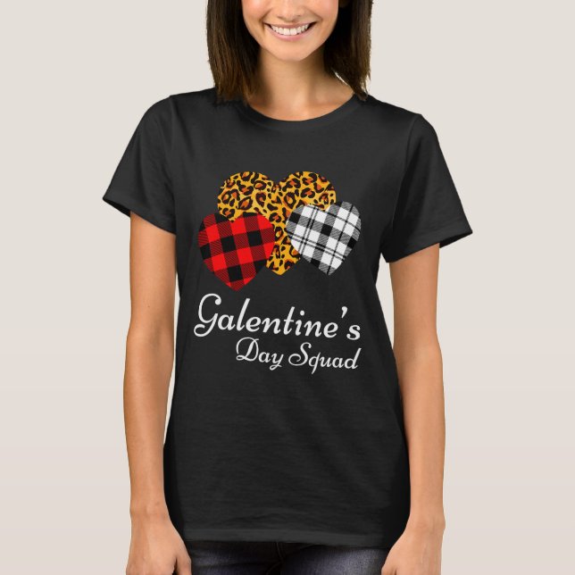 T-shirt Galentines Day Squad Valentines Hearts Love Leopar (Devant)