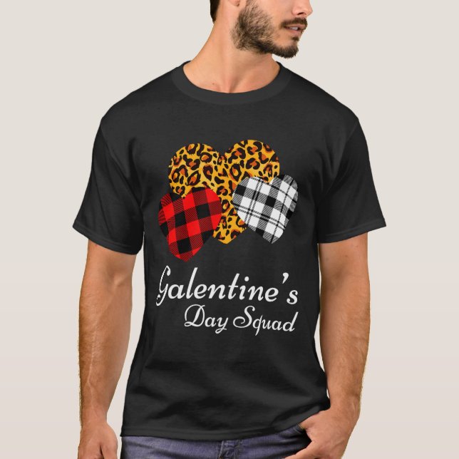T-shirt Galentines Day Squad Valentines Hearts Love Leopar (Devant)
