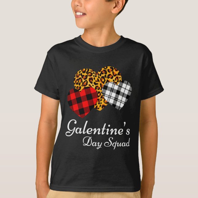 T-shirt Galentines Day Squad Valentines Hearts Love Leopar (Devant)