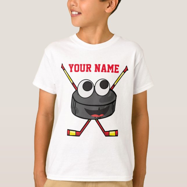 T-shirt Galet et bâtons mignons personnalisés de hockey (Devant)