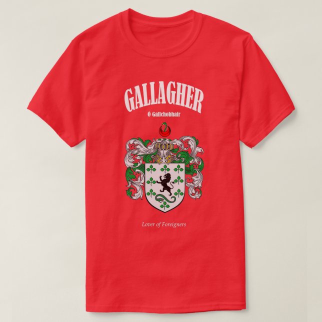 T-shirt Gallagher Family Coat of Arms Translation and Mean (Design devant)