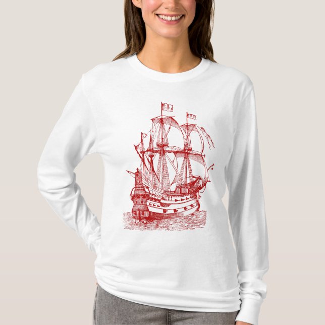 T-shirt Gallion - Rouge rubis (Devant)