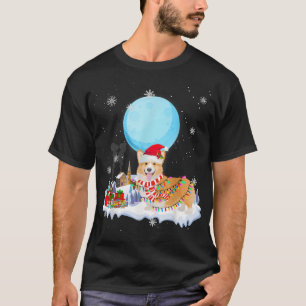 T-shirt Gallois Corgi chien mignon lumières de Noël Adulte