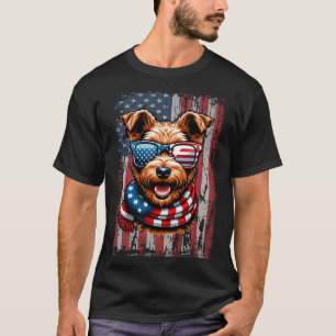 T-shirt Gallois Terrier Amoureux des chiens Us Drapeau 4 j